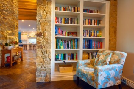 PPM Natural Stone bookshelf feature wall