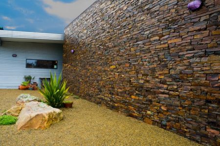 PPM Natural Stone backyard garage feature wall